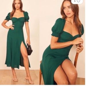 Reformation 0 Lacey midi dress emerald